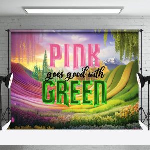 Aperturee Pink Goes Good With Green Witch Dance Party Backdrop, 3X2FT(1MX0.6M), 14 USD, dance backdrops, YMHD0Z88-M