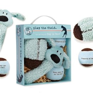 Dog Gift Box 4 Piece Blue Plush & Ball Toy Set AVAILABLE IN BULK PACKS TOO