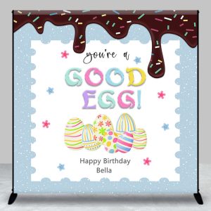 Good Egg Candy Custom Name Easter Birthday Backdrop - Aperturee