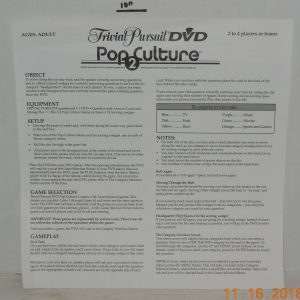 2005 Hasbro Trivial Pursuit DVD Pop Culture 2 Replacement Rules Of Play Sheet