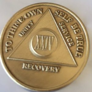 AA Alcoholics Anonymous 24 Year Bronze Medallion Recovery Chip Serenity Prayer