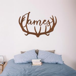 Antler Wood Name Sign