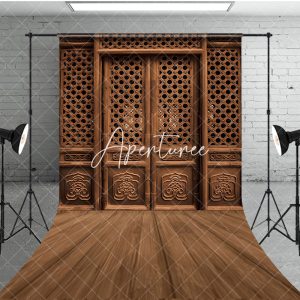 Aperturee Ancient Chinese Hollow Wooden Door Sweep Backdrop, 5X7FT(1.5X2.1M), 42 USD, sweep backdrops, CJSD8N40-D