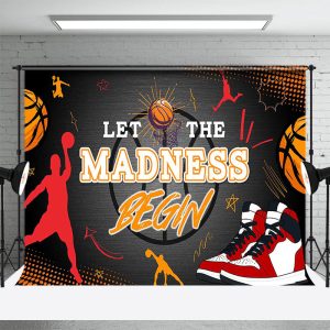 Aperturee Basketball Shoes Let The Madness Begin Sport Backdrop, 3X2FT(1MX0.6M), 14 USD, dance backdrops, AHF656A-M