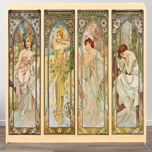 Aperturee Beige Vintage Art Painting Woman Pillow Case Backdrop, 6 x 6 ft (1.8 x 1.8 m), 111 USD, square double-sided backdrops, DSDMHD4Y60-F