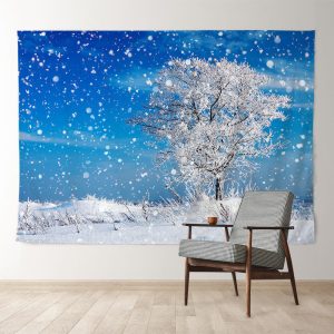 Aperturee Blue Sky Snowy Tree Winter Backdrop For Photo