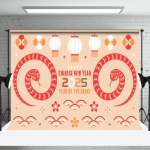 Aperturee Cartoon Cute Fresh Snake Chinese New Year Backdrop - Aperturee