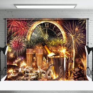 Aperturee Champagne Gold Sparkle New Year Celebration Backdrop