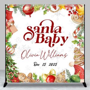 Aperturee Christmas Gift Bell Custom Name Baby Shower Backdrop - Aperturee