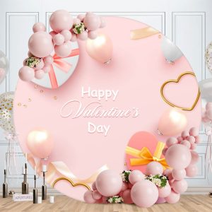 Aperturee Circle Love Gift Pink Valentines Day Backdrop