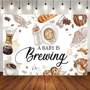 Aperturee Coffee Beans A Baby Is Brewing Baby Shower Backdrop, 5X3FT(1.5X1M), 15.07 USD, baby shower backdrops, LHF634A-E