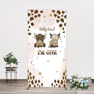 Aperturee Coffee Cow Pattern Im One Birthday Rectangle Backdrop, 1.6 x 4 ft (0.5 x 1.2 m), 98.18 USD, arch backdrop kit, GZH0F528CF-AJ