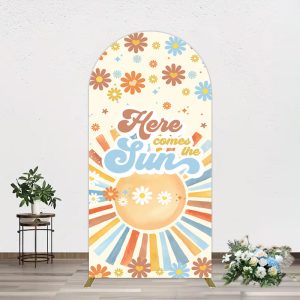 Aperturee Color Daisy Here Comes The Sun Birthday Arch Backdrop, 1.6 x 4 ft (0.5 x 1.2 m), 98.18 USD, arch backdrop kit, GLH0G298-AJ