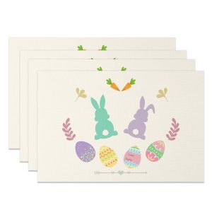 Aperturee Colorful Bunny Eggs Happy Easter Set Of 4 Placemats, 14x12 Inch, 15.8 USD, NYJY00408-S, placemats