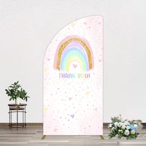 Aperturee Colorful Rainbow Love Rain Birthday Half Moon Arch Backdrop, 1.6 x 4 ft (0.5 x 1.2 m), 98.18 USD, arch backdrop kit, GAH0E310YL-AJ