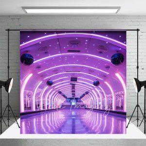 Aperturee Dynamic Purple Lighted Dance Hall Photo Backdrop, 3X2FT(1MX0.6M), 14 USD, architecture backdrops, LRHD1K83-M