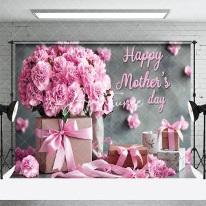 Aperturee Elegant Pink Floral Gifts Happy Mothers Day Backdrop, 3X2FT(1MX0.6M), 14 USD, mothers day backdrops, AHF501A-M