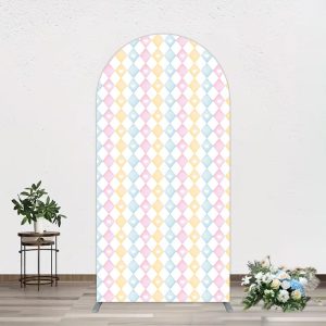 Aperturee Fairy Rhombus Stripe Circus Birthday Arch Backdrop, 1.6 x 4 ft (0.5 x 1.2 m), 38.18 USD, arch backdrop kit, CJGD8N83L-S