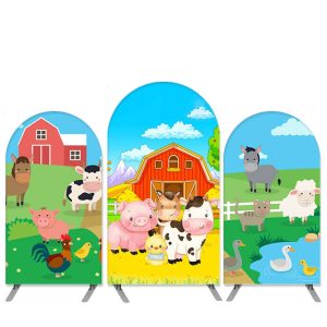 Aperturee Farm Theme Blue And Green Arch Backdrop Kit Banner | Chiara Wall Backdrop Diy | Circle Arch Backdrop Diy | Round Arch Backdrop Cover