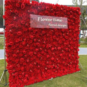 Aperturee Fashion Artificial Red Flower Wall Decor For Wedding, 4 x 8 ft (1.2 x 2.4 m), 681 USD, artificial flower wall, S0D4800-S
