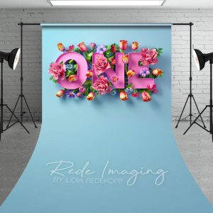 Aperturee Floral Pink First Birthday Cake Smash Sweep Backdrop, 5 x 7 ft (1.5 x 2.1 m), 42 USD, sweep backdrops, LRSD2K52-D