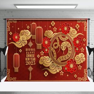 Aperturee Flower Cloud Zodiac Snake Chinese New Year Backdrop - Aperturee
