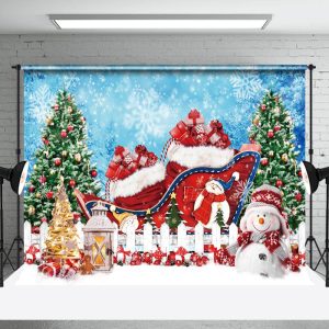 Aperturee Gift Box Xmas Tree Snowflake Christmas Backdrop - Aperturee