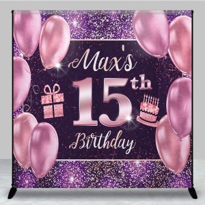Aperturee Glitter Purple Balloon Gift Custom Birthday Backdrop, 3X3FT(1X1M), 15 USD, custom birthday backdrops, DZAMZ0073-O
