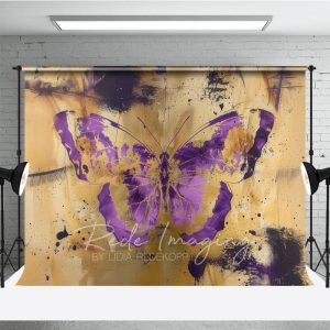 Aperturee Gold Purple Faded Abstract Butterfly Photo Backdrop, 3X2FT(1MX0.6M), 14 USD, fine art backdrops, LRHD1K56-M