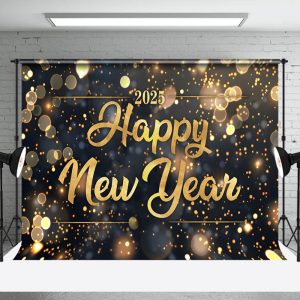 Aperturee Golden Glitter Happy New Year Home Party Backdrop - Aperturee