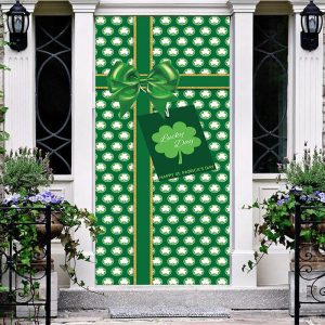 Aperturee Green Clover Gift Box St Patricks Day Door Cover, 30x80 Inch, 28.48 USD, party door covers, DMMZ1Y13-A