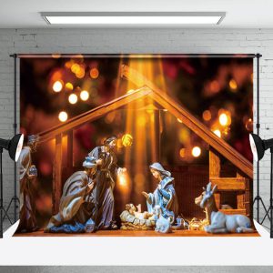 Aperturee Holy Night Gold Nativity Bokeh Christmas Backdrop