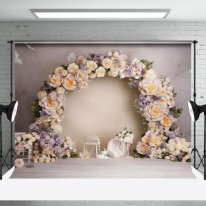 Aperturee Holy White Wall Arch Floral Fine Art Photo Backdrop