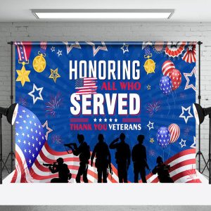 Aperturee Honoring All Who Served Thank You Veterans Backdrop - Aperturee