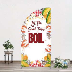 Aperturee Let The Good Times Boil Lobster Birthday Half Moon Arch Backdrop, 1.6 x 4 ft (0.5 x 1.2 m), 98.18 USD, arch backdrop kit, YMGD2Z51YL-AJ