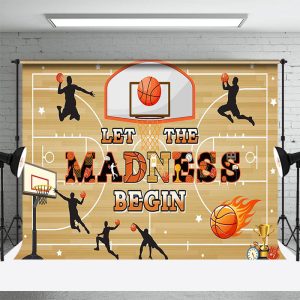 Aperturee Let The Madness Begin Basketball Sport Party Backdrop, 3X2FT(1MX0.6M), 14 USD, dance backdrops, AHF654A-M