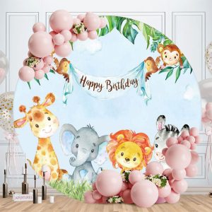 Aperturee Little Animals Round Birthday Party Backdrop