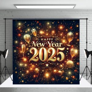 Aperturee Luxurious And Shining 2025 New Year Party Backdrop - Aperturee