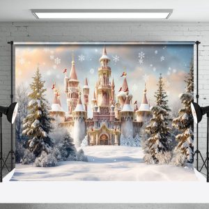 Aperturee Luxury Castle Snowflake Trees Christmas Backdrop - Aperturee