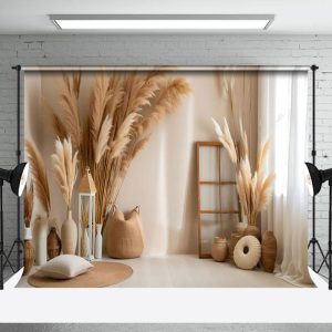 Aperturee Natural Dry Flowers Wooden Frame Accent Backdrop