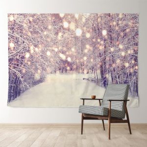 Aperturee Nostalgic Snowy Tree Light Winter Scene Backdrop