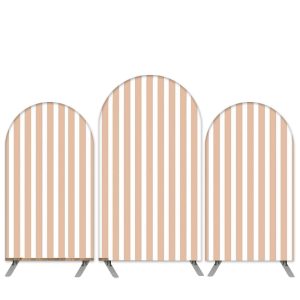 Aperturee Pink White Stripes Theme Happy Birthday Arch Backdrop Kit | Round Arch Backdrop Cover | Diy Round Arch Backdrop | Chiara Arch Backdrop Diy