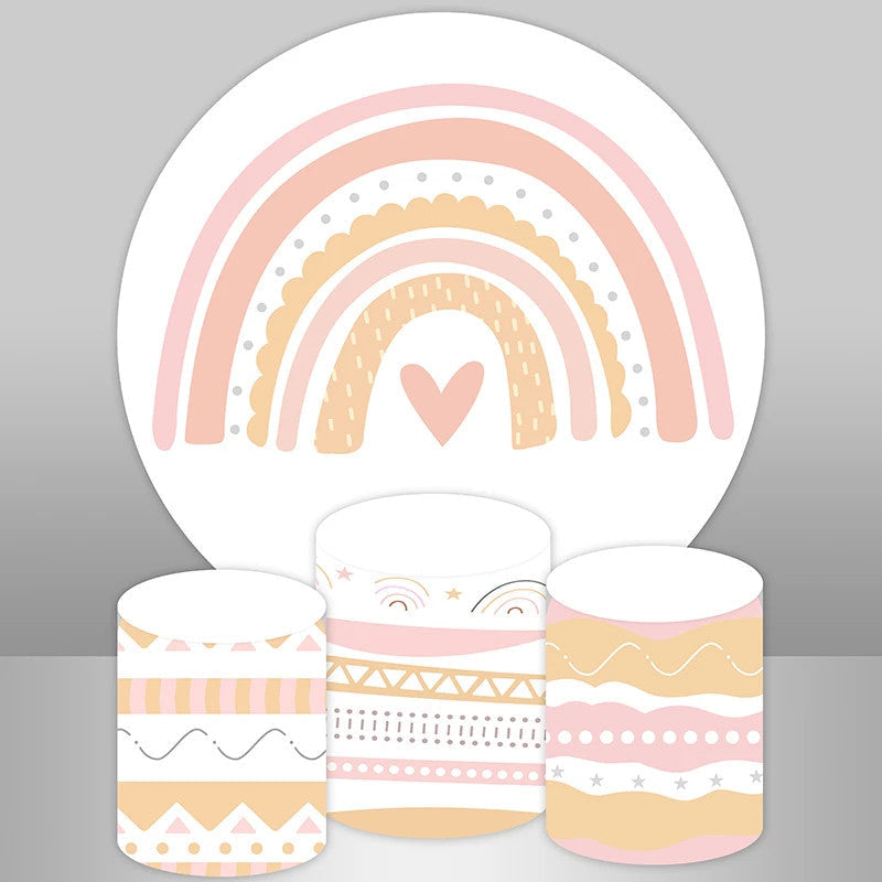 Aperturee Rainbow Heart Simple Birthday Round Backdrop Kit | Birthday Round Backdrop Cover | Round Backdrop Stand Covers | Birthday Backdrop Ideas