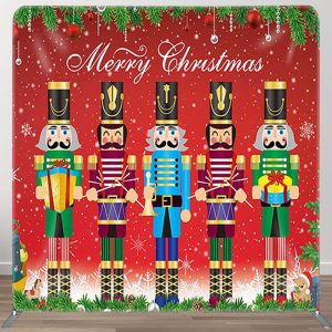 Aperturee Red Puppet Gift Snow Merry Christmas Backdrop Cover - Aperturee