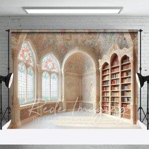 Aperturee Retro Mural Fancy Room Bookshelf Window Photo Backdrop, 3X2FT(1MX0.6M), 14 USD, architecture backdrops, LRHD2K48-M