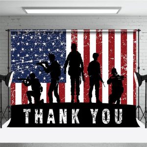 Aperturee Retro Usa Flag Special Forces Thank You Backdrop, 3X2FT(1MX0.6M), 14 USD, thank you backdrops, ZHF635A-M