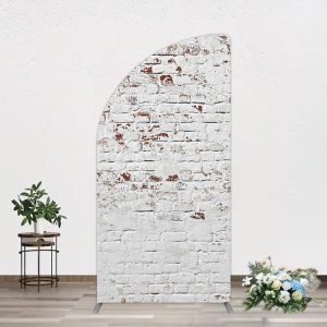 Aperturee Rural White Reddish Retro Brick Wall Half Moon Arch Backdrop, 1.6 x 4 ft (0.5 x 1.2 m), 98.18 USD, arch backdrop kit, GCYHD0P10YL-AJ