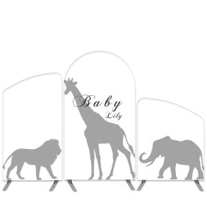 Aperturee Safari Animals Theme White Baby Shower Arch Backdrop Kit | Circle Arch Backdrop Diy | Custom Chiara Arched Covers | Diy Round Arch Backdrop