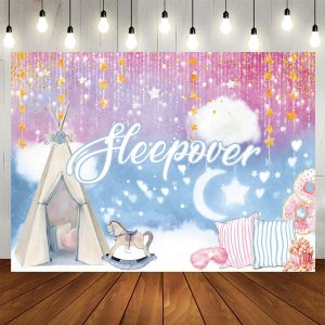 Aperturee Sweet Moonlights Tent Pillow Gift Sleepover Backdrop, 5X3FT(1.5X2M), 51.13 USD, birthday backdrops, NYHD13001001-E