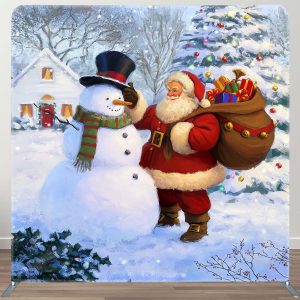 Aperturee Watercolor Snowman Santa Xmas Pillow Case Backdrop | Diy Christmas Backdrop | Christmas Photo Booth Backdrop | Christmas Photo Backdrop